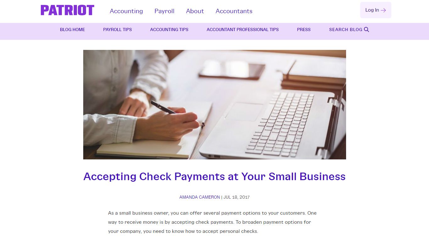 Accepting Check Payments at Your Small Business - Patriot Software